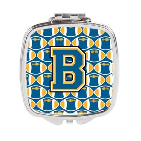 CAROLINES TREASURES Letter B Football Blue and Gold Compact Mirror, 3 x 0.3 x 2.75 in. CJ1077-BSCM